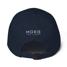 Load image into Gallery viewer, Navy blue embroidered empowering women&#39;s statement baseball hat. She believed she could....&#39;So She Did&#39; Ethically made. Still cute AF. [minimalist apparel//sweatshop free]