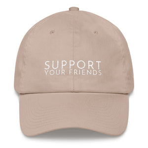 Stone embroidered empowering women's statement baseball hat. 'Support Your Friends' Ethically made. Still cute AF. [minimalist apparel//sweatshop free]