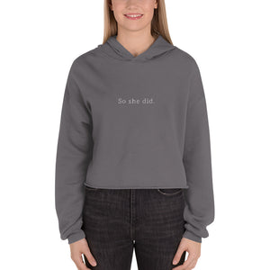 Grey cropped hoodie. Shop Moxie The Label for empowering hoodies with powerful and sassy statements. Slow fashion and sweatshop free. Cropped hoodie perfect for the gym or your airport travel outfit.